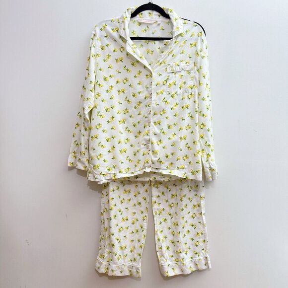 Victoria’s Secret Lemon Print Pajama Set Citrus Fruit Button Up Y2K Sleep Small - Picture 1 of 12